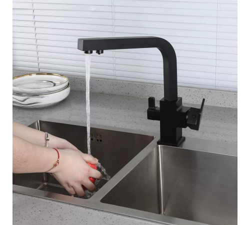 Змішувач для кухні з підключенням фільтра питної води FAOP A4309-6, чорний