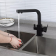 Змішувач для кухні з підключенням фільтра питної води FAOP A4309-6, чорний